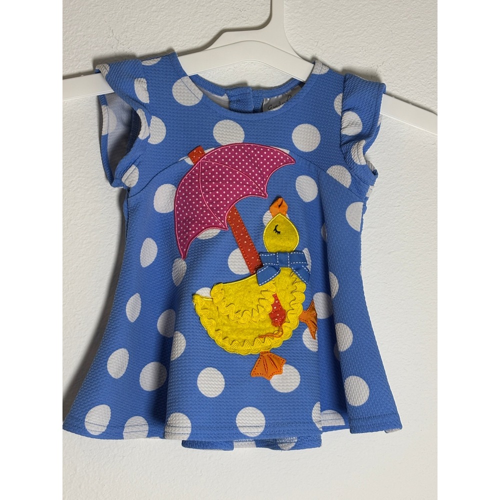 Emily Rose Toddler Girls 3T Periwinkle Polka Dot Duck Umbrella Top E722927